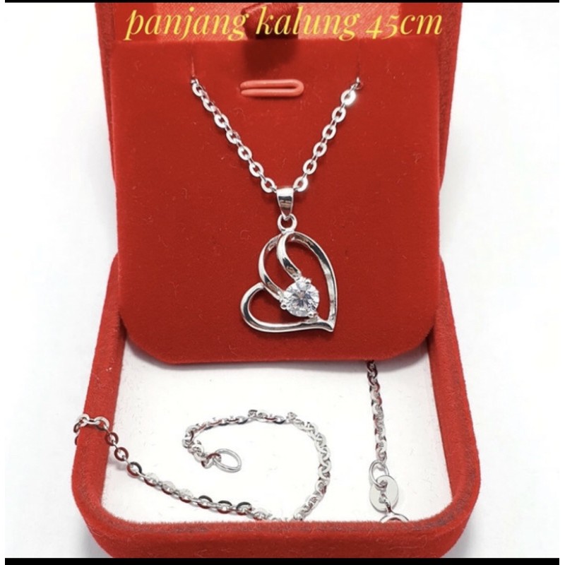 Kalung liontin Love kalung perak 925 lapis emas putih kalung wanita perak 925 S146