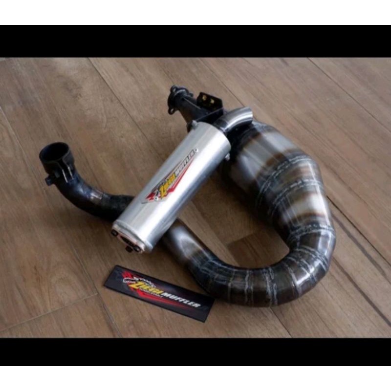knalpot racing Vespa Ziegi Muffler buang kiri