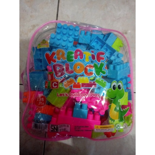 Kreatif block/Susun balok/lego-lego an/model tempat Bag pack.(isi 132 pcs)