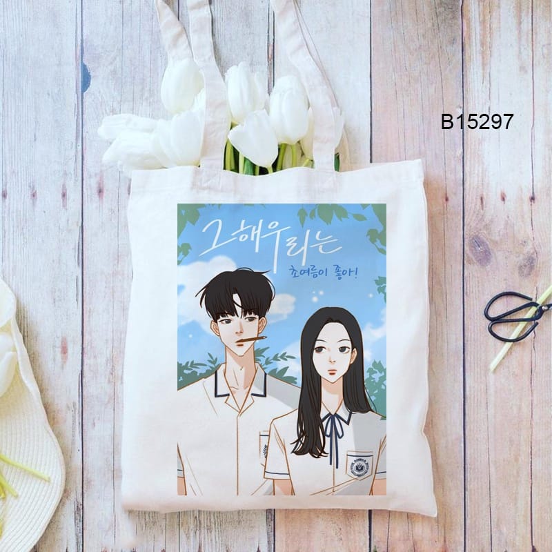 Tote Bag Korean Highschool Couple Unik dan Aesthetic