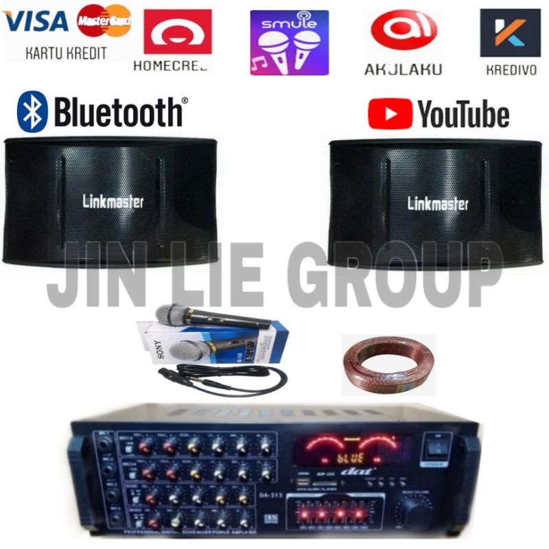 GROSIR PAKET SOUND KARAOKE LINKMASTER 10 INCH AMPLIFIER DAT 313 BLUETOOTH