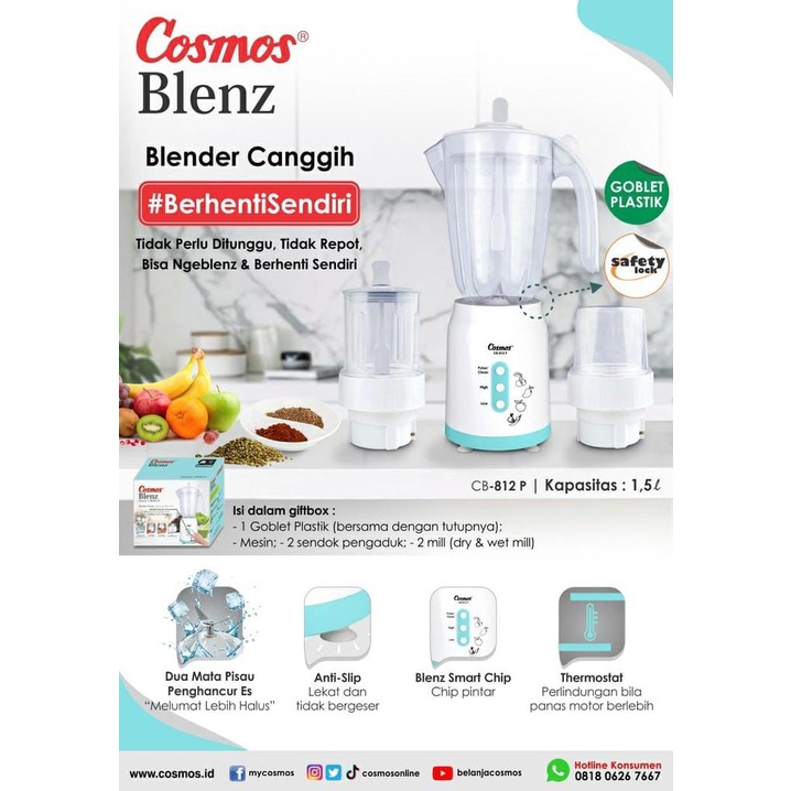 Blender Plastik Cosmos CB 812 P Goblet Smart Blender Cosmos Blenz 812P Pelumat Juicer Blender Cosmos