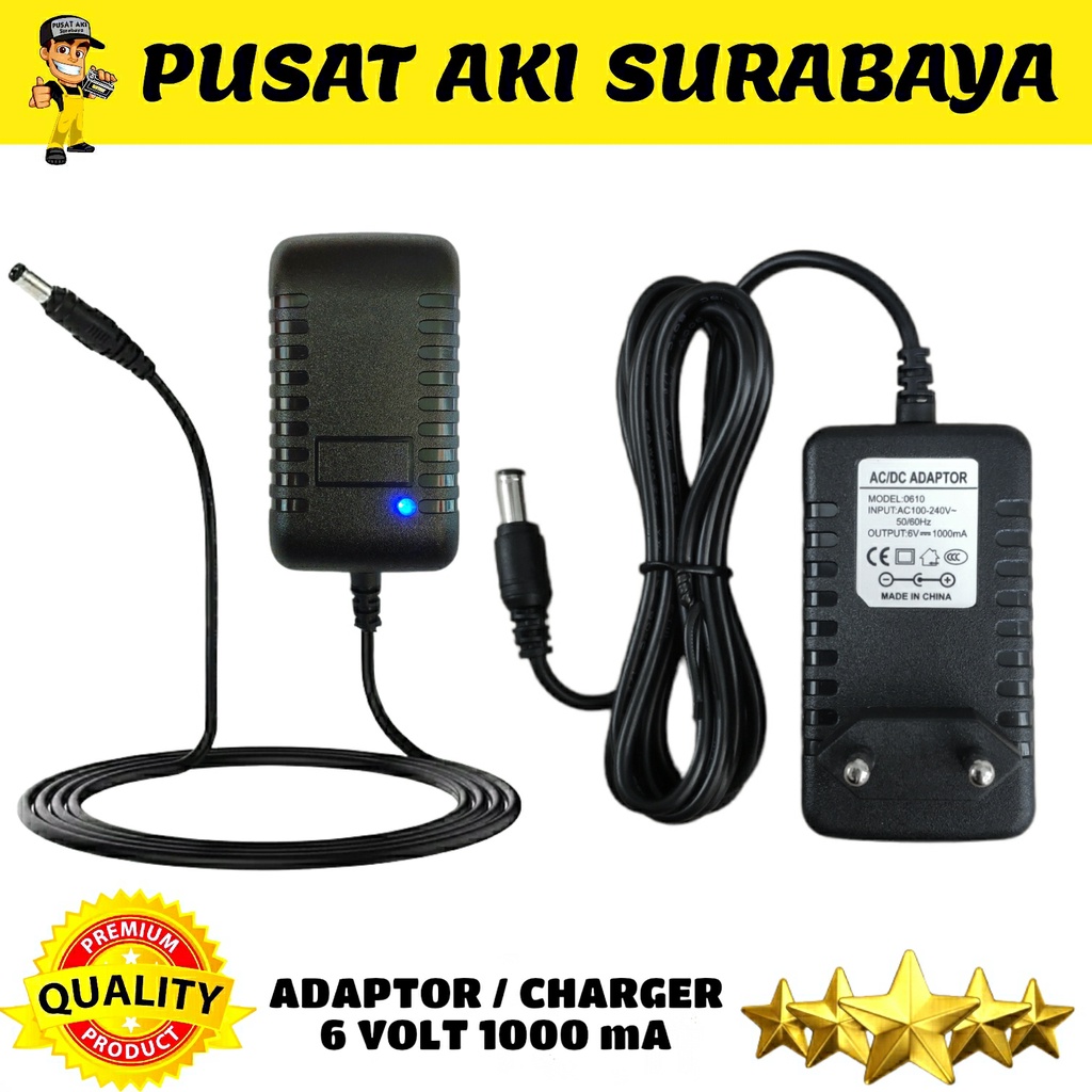 CHARGER 6 VOLT MOTOR MAINAN ANAK MOBIL MOBILAN AKI 6VOLT CARGER CASSAN RC PMB PLIKO RASTAR UNIKID 6V ADAPTOR MOBIL AKI ANAK BATERAI VRLA