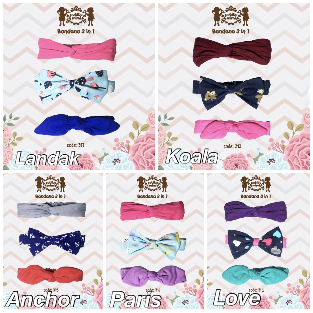 3pcs Bandana Premium Petite Mimi Estimasi 0-2 tahun CBKS