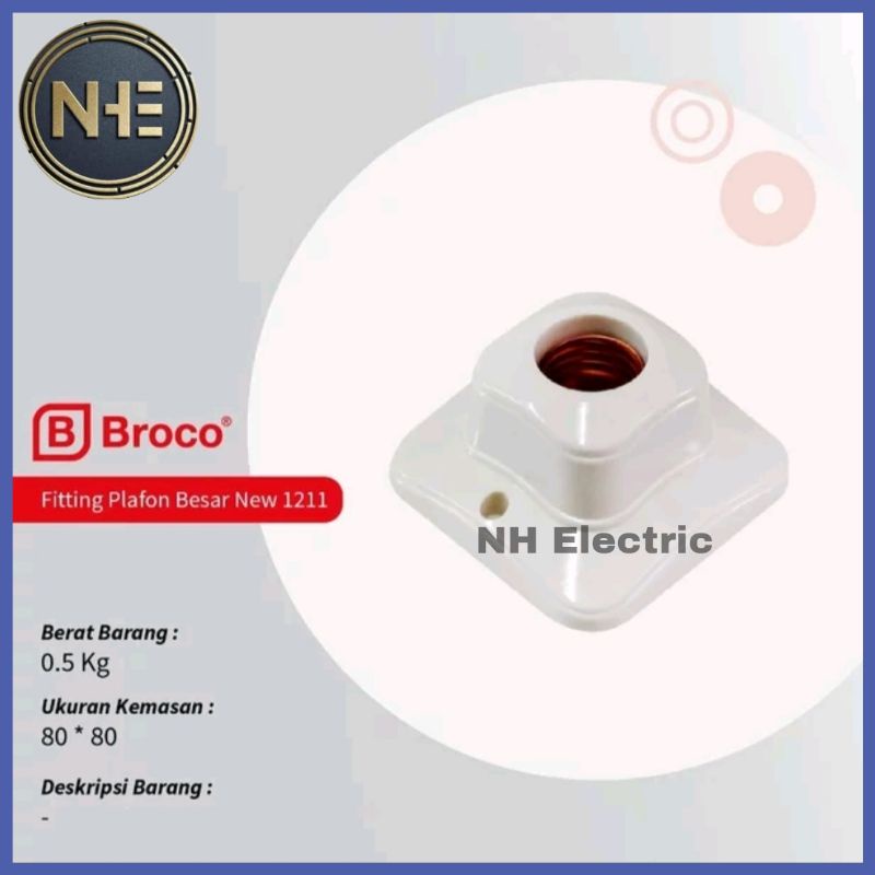 Fitting Lampu Plapon Plafon Oval 1211 Cream Broco Ceiling Lamp Holder Broco