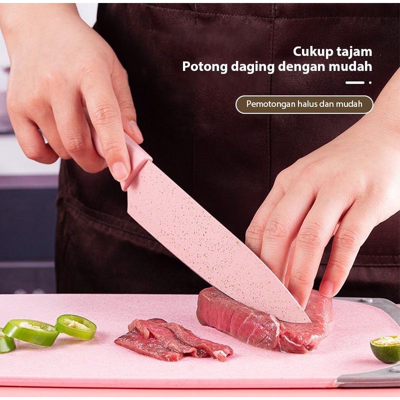 PISAU SET STAINLESS DILAPIS ANTI LENGKET / PERALATAN MASAK PISAU SLOT / KITCHEN KNIFE SET 6 IN 1 ER0278 / PISAU DAPUR