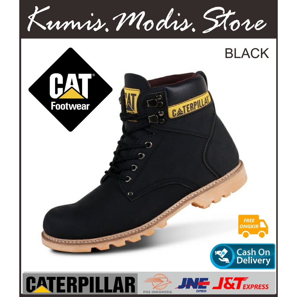 SEPATU CATERPILLAR HOLTON HITAM ORIGINAL MURAH - BOOTS PRIA MURAH ORI - SEPATU MUNCAK PRIA - FOS013