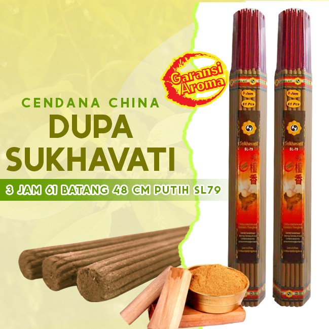 Dupa/Hio Wangi Harum Sukhavati Cendana 3 jam 61 batang 48 cm Putih