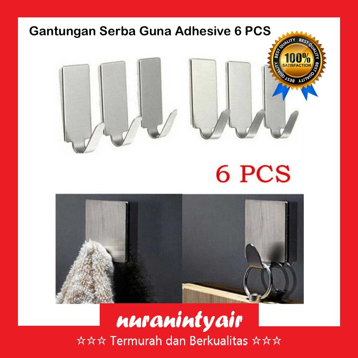 Gantungan Dinding Tempel Hook Stainless Steel Serbaguna Baju Kunci dll