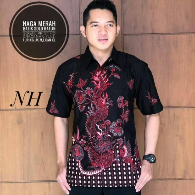 Kemeja batik Naga Merah