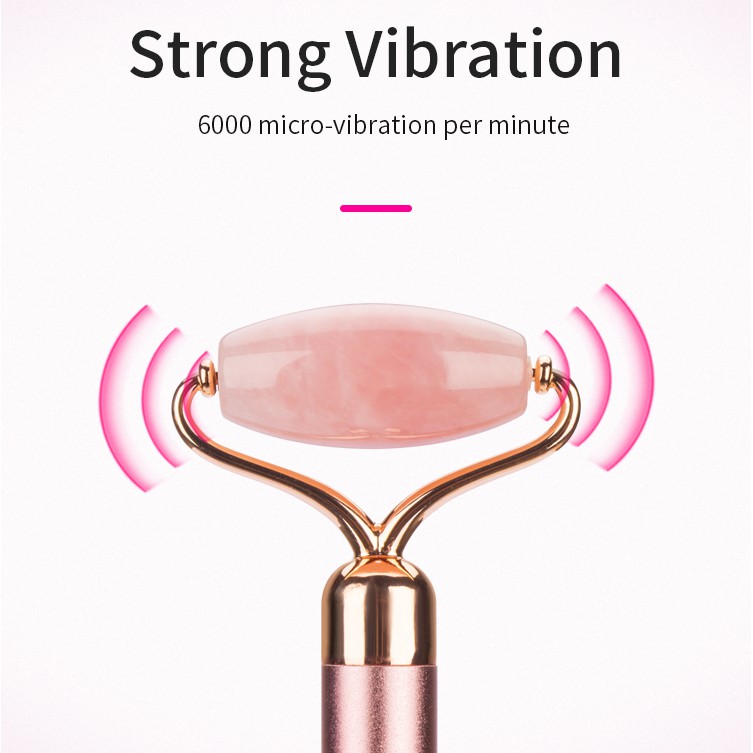 Jade Rolling Massage Electric Beauty Bar - Alat Pijat Wajah Rosequartz