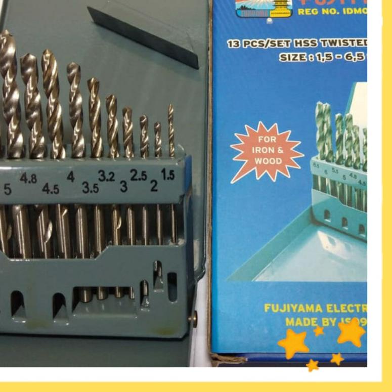 ➾ Mata Bor Set Besi dan Kayu HSS 13 Pcs Drill Bits Fujiyama ➤