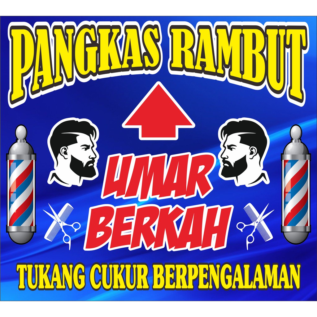 DAPAT 2PCS Spanduk Pangkas Rambut / Babershop Ukuran 50cmX50cm / Spanduk Pangkas Rambut Keren
