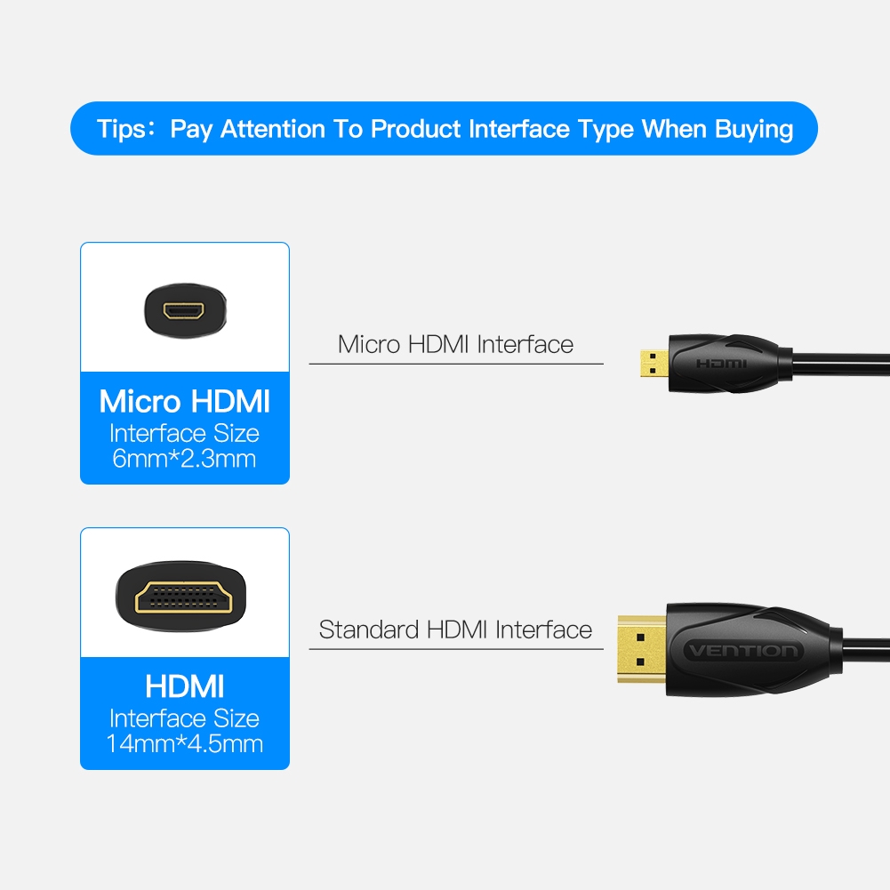 Vention Kabel Micro HDMI ke HDMI 3D 1080P untuk Tablet / HDTV