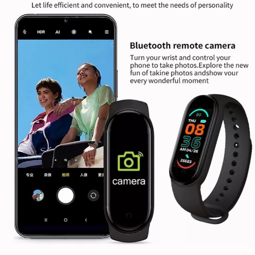 COD M6 Smartwatch Bluetooth Smartband Fitness Tracker Colour Display HeartRate Waterproof Jam Tangan Pria Wanita Digital