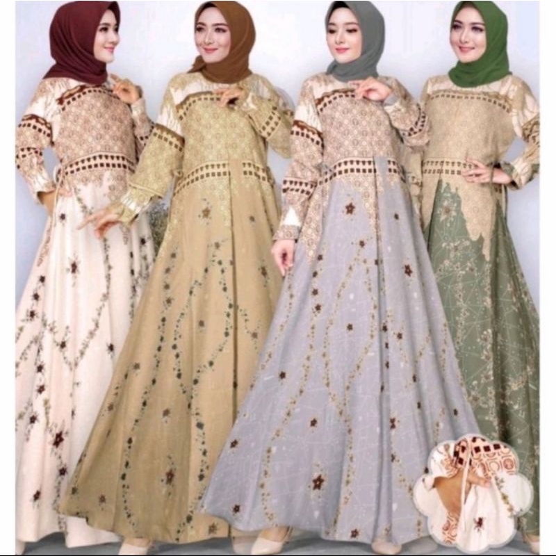 MELATI DRESS /Ready Jumbo Ld 130 /6L )Gamis Maxmara Lux  | Gamis Maxmara Lux Premium |Tali Pinggang |Busui