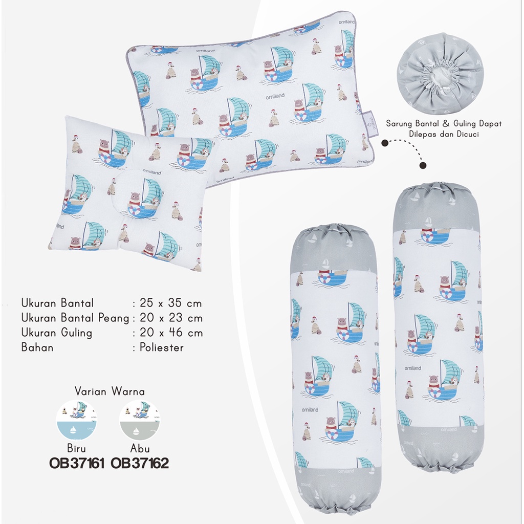 Bantal Guling Set Bayi + Bantal Peang Omiland Sailor Series