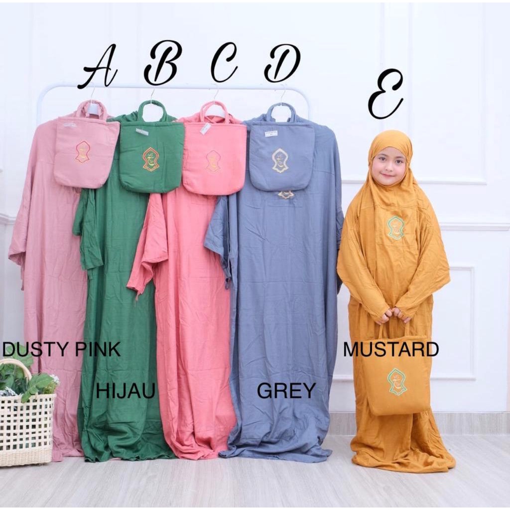 Mukena Anak TK Usia 6-9 tahun Terompah Terusan Bali Polos Mukenah Hadramaut Rayon