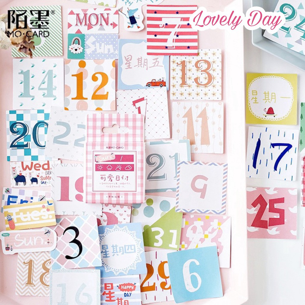 45pcs Aesthetic Stiker Box Lucu Murah Dekorasi Hias Diary/Journal/Scrapbook/DIY-Lovely Day