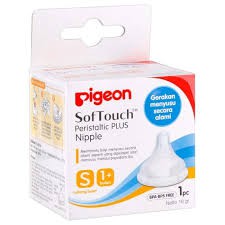 Pigeon SofTouch Peristaltic Plus Nipple Dot Wide Neck S 1 Pcs 1+ Bulan