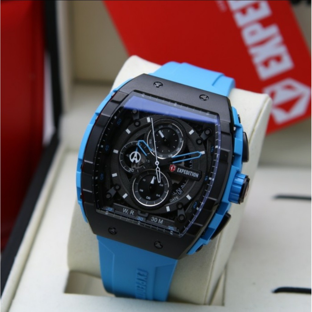 Expedition E6782 Original Jam Tangan Pria Rubber Blue Black