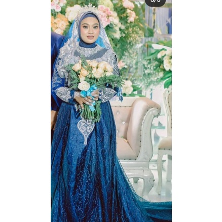 preloved gaun pengantin wanita navy slim