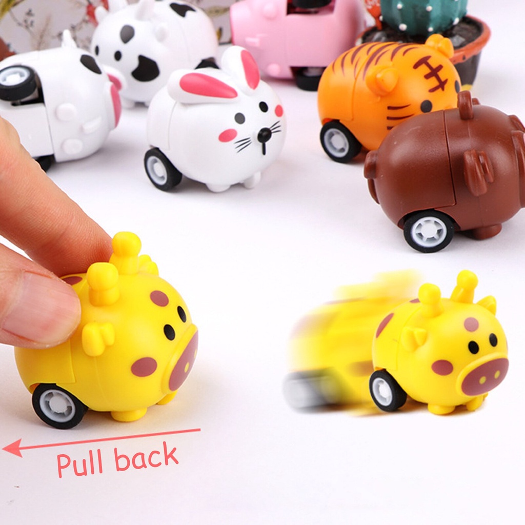 Mainan Bus / Truk Kartun Mini Model Pull Back Untuk Anak