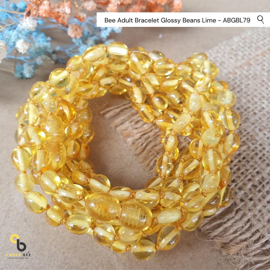 Gelang Amber Dewasa Premium Glossy Beans Lime ABGBL79 By Amber Bee