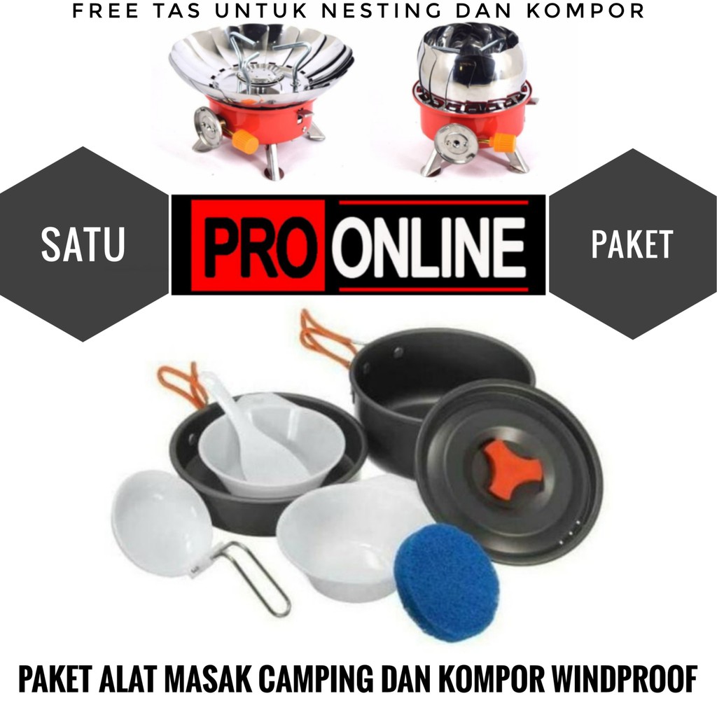 [BISA COD] Alat Masak Panci &amp; Kompor Mawar Kemping Gunung. Camping Stove &amp; Cooking Set Outdoor