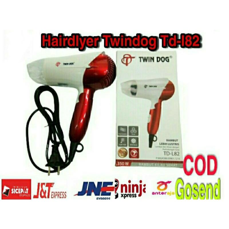 Twindog , TD L82 , Twin dog , YAMAKAWA  ,  2235  ,  Hair Dryer , Hairdryer Pengering Rambut  ,  350watt