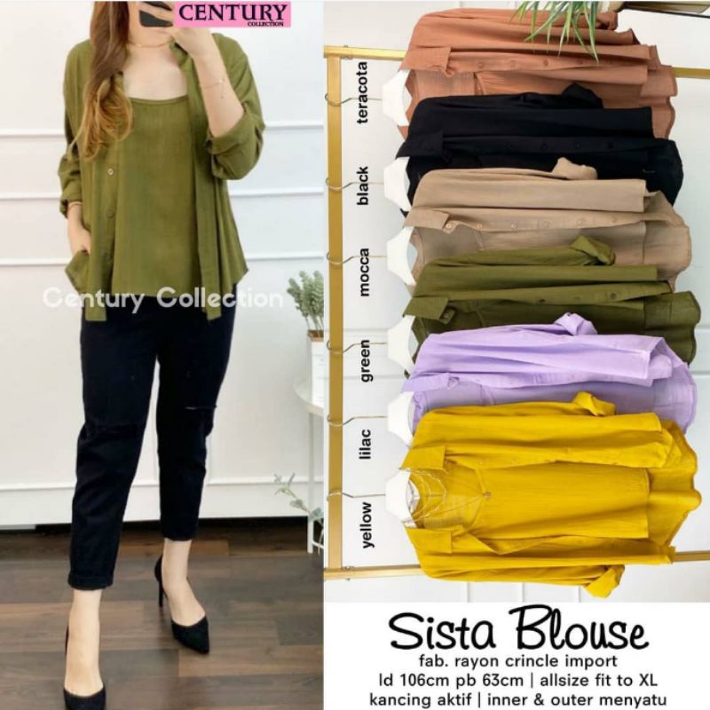 KEMEJA RAYON + INNER (LD±110cm) - SISTA BLOUSE //JF496