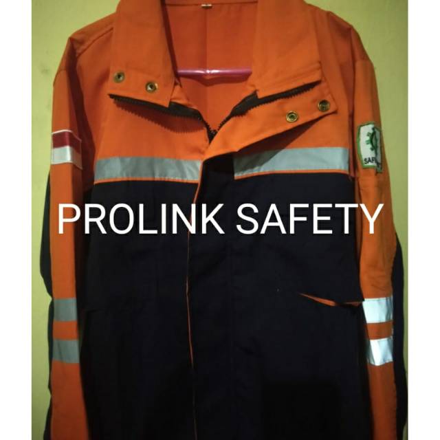 SERAGAM BAJU SAFETY SEMI JAKET ORANYE DONGKER DRILL RESLETING BAGUS