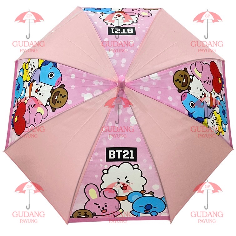 Payung Anak Karakter PVC Motif BTS 4Sisi