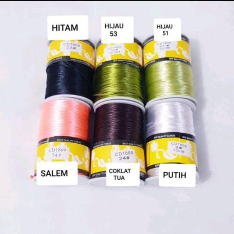 TALI SATIN CINA DIAMETER 2mm HARGA PER ROLL ISI 100 METER