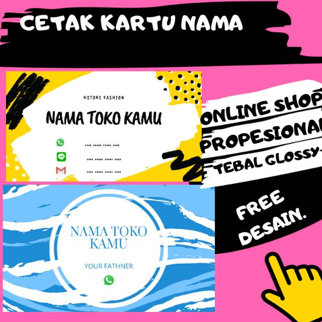 

Kartu Nama Tebal Glossy Mengkilap Gratis Desain