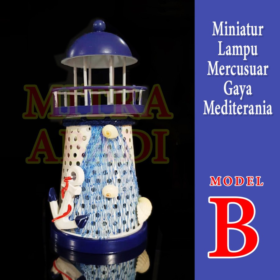 Dekorasi Miniatur Lampu Mercusuar Mini Gaya Mediterania