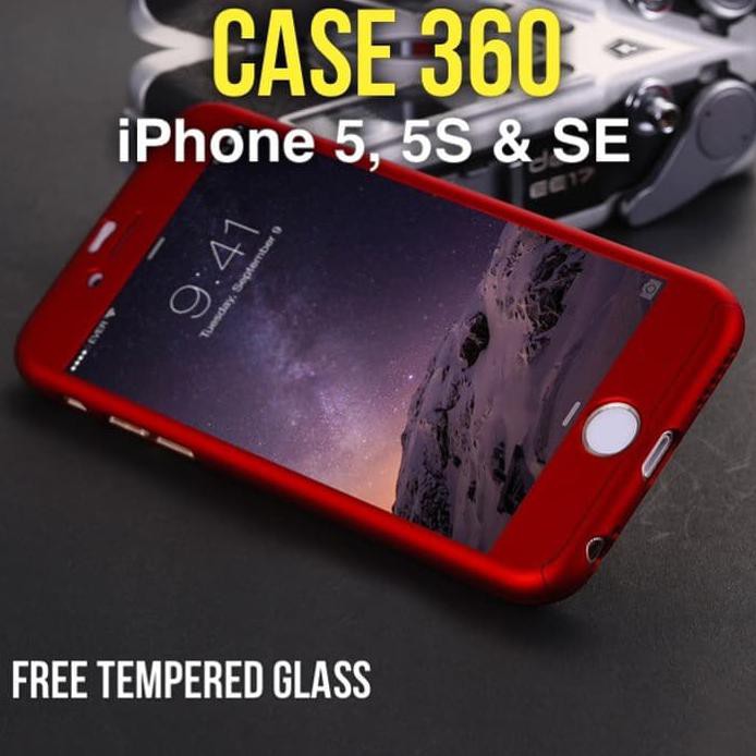 CHASING CASE 360 FULL PROTECTIVE IPHONE 5, 5S, SE HARDCASE FREE TEMPERED GLASSSERIKODE 397 AMPO_2500
