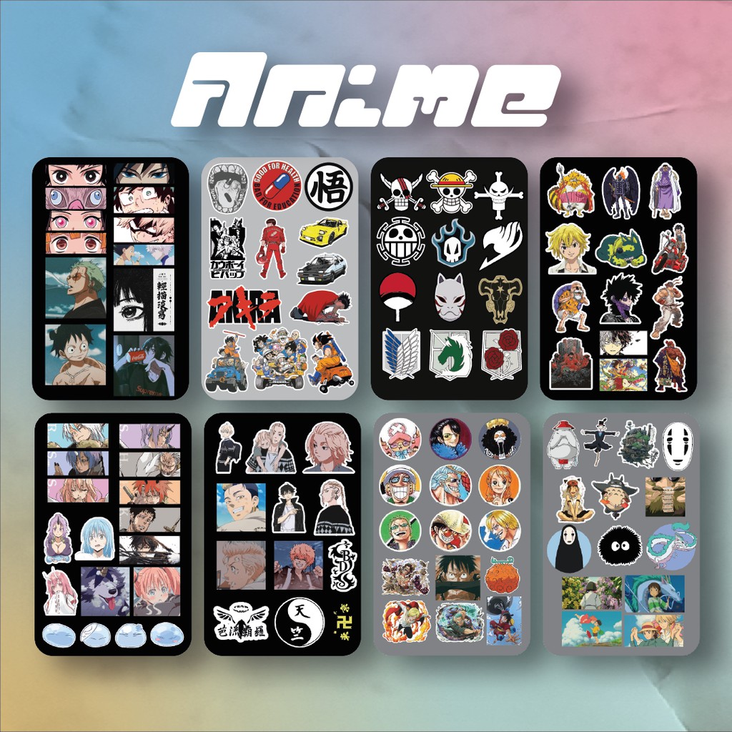 

Sticker Aesthetic Anime | Sticker Kiss Cutting Laptop, Koper, & HP |One Piece, Kimetsu, Boku no Hero