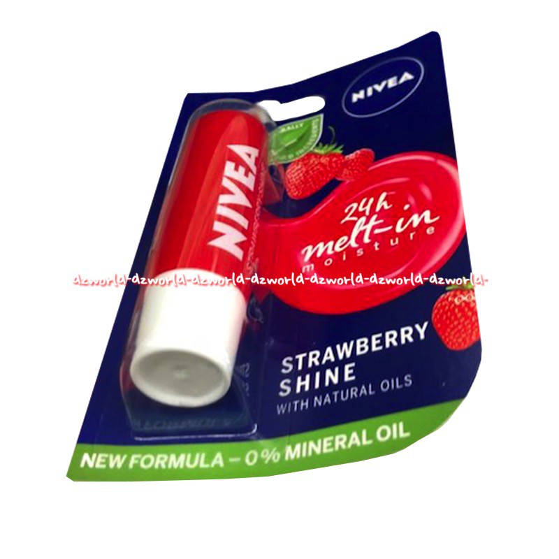 Nivea Strawberry Shine Caring Lip Balm Lip Care Lipgloss 24-h Melt in