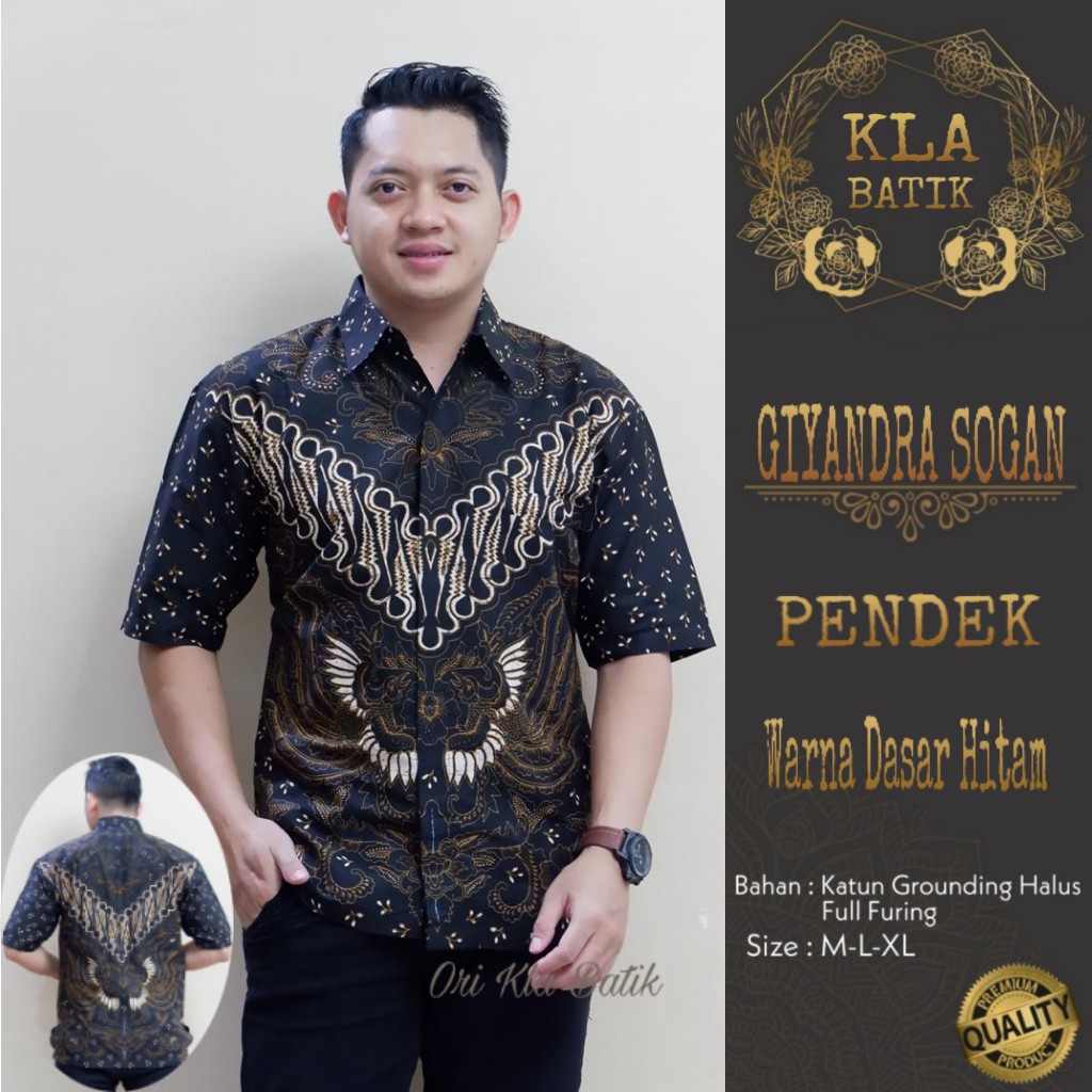 BATIK PRIA TERBARU S M L XL XXL BAJU kemeja batik pria lengan PENDEK PREMIUM hitam gold