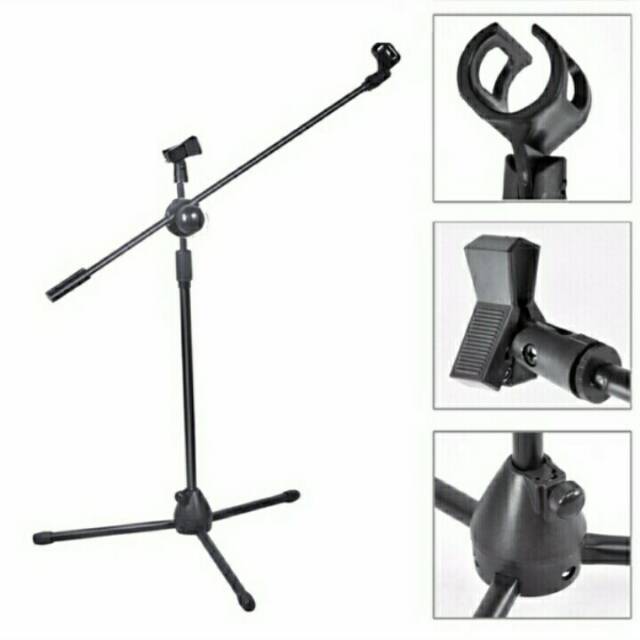 stand mic Tripod panjang Free 2 Holder mic Rd - 209 Original