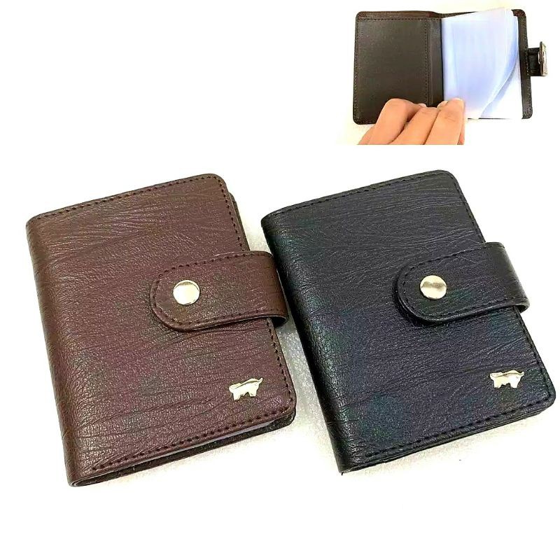 Dompet Kartu 18 in 1 Card Holder + slot uang BAHAN KULIT BONA model PENGUNCI KANCING elegan