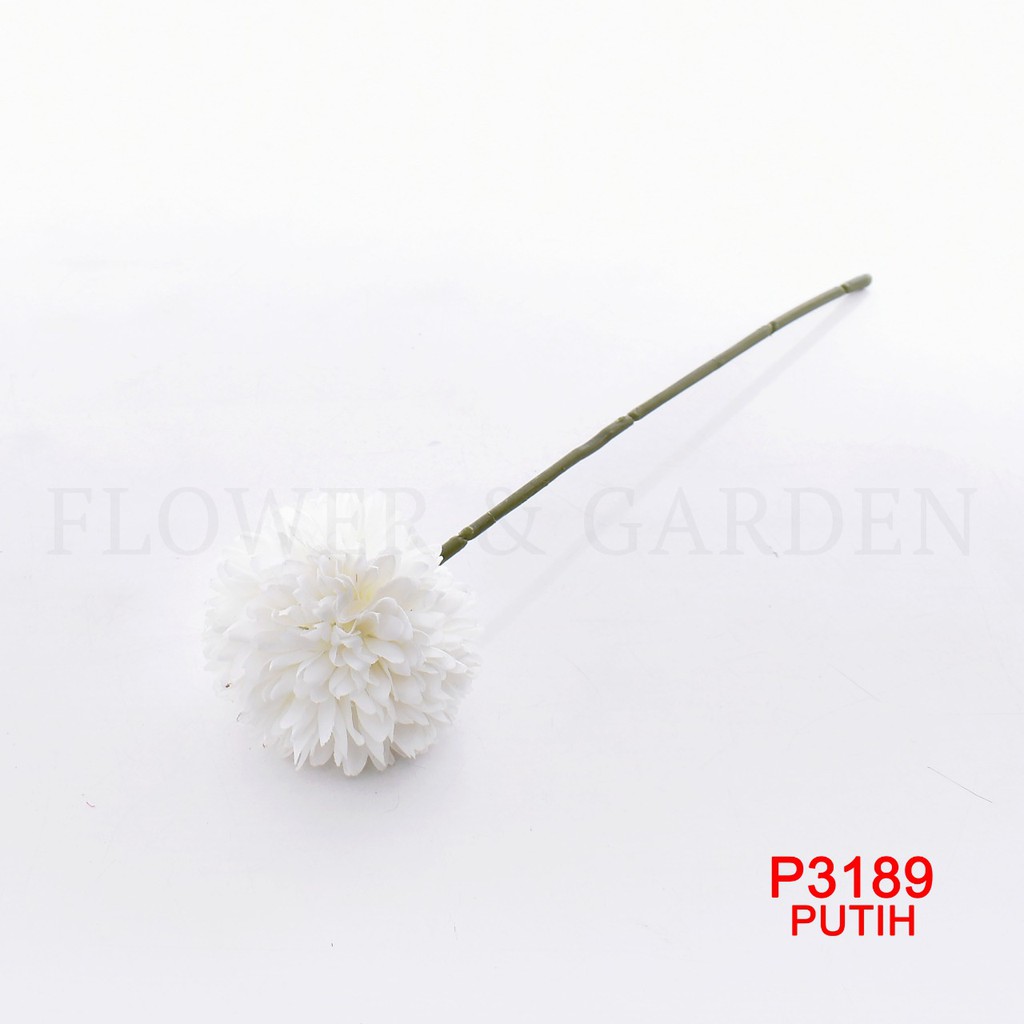 HMPU P3189 Bunga Palsu Plastik Dandelion Bola Bunga Tunggal Bunga Buatan Krisan Bunga Hias-PUTIH