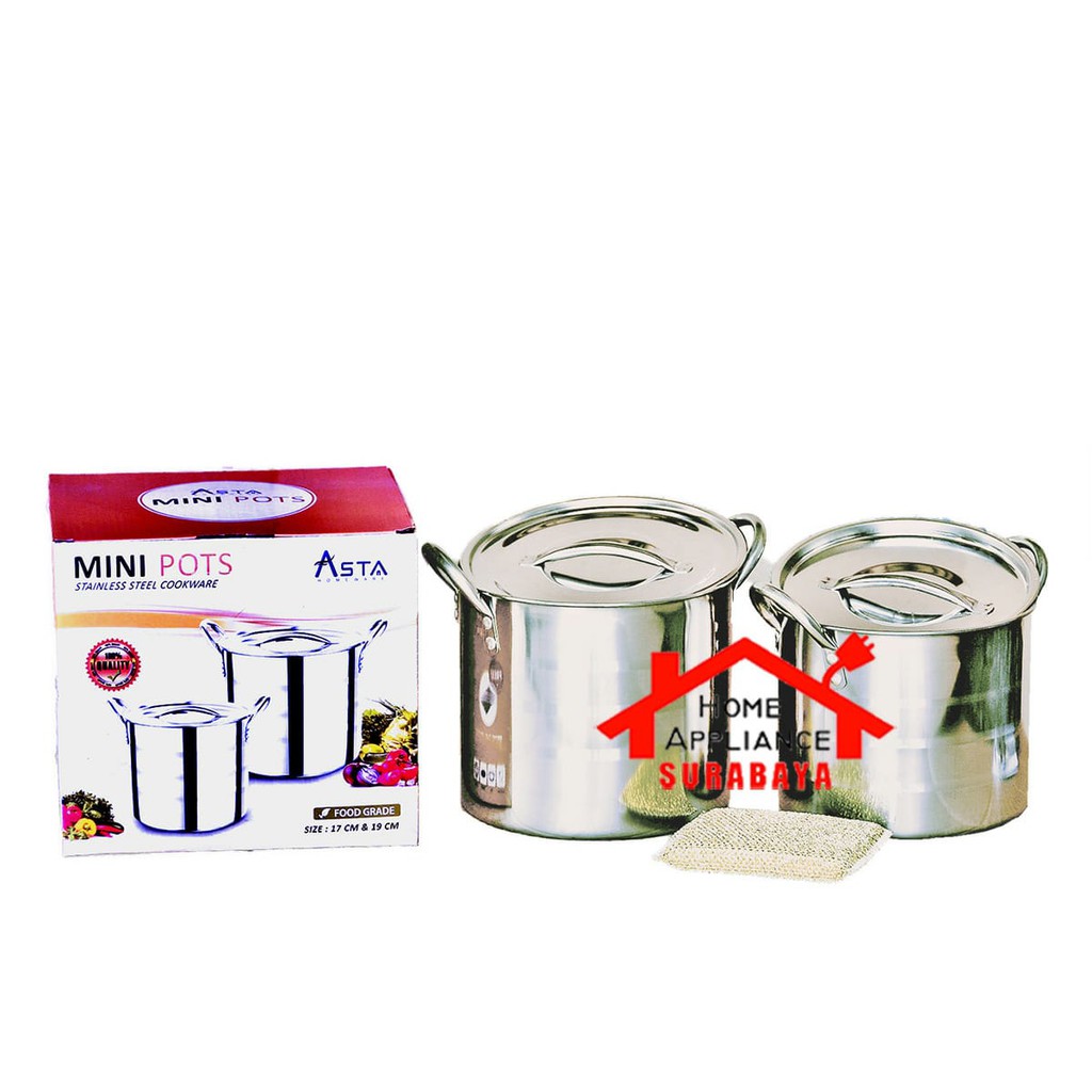 Asta Panci Mini Pots 2 PCS Stainless Steel Cookware ASMP 01 / ASMP-01