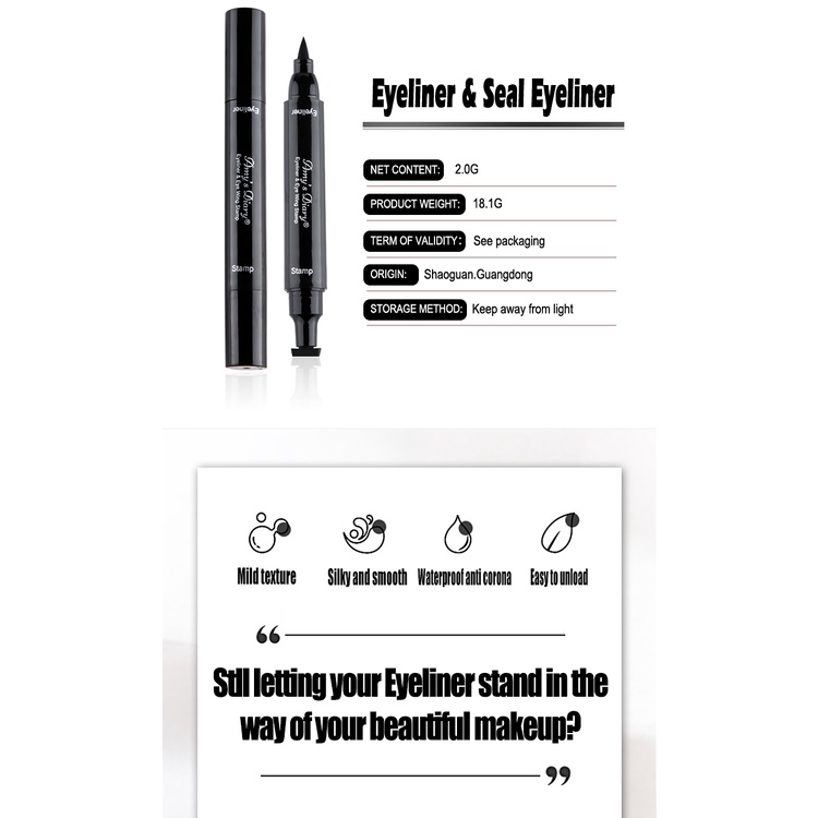 AMY'S DIARY Eyeliner Pen Stamp 2 In 1 New Formula Waterproof Liquid Ukuran Stamp Small