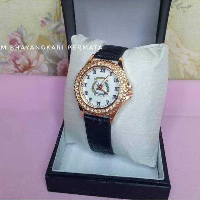 Jam logo persit bhayangkari dll permata tali kulit