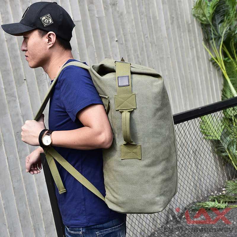 Tas Ransel Kanvas Gaya Militer Unik Vintage Antik Super Besar Gaya Veteran Perang Pulang Kampung Travel besar Large Capacity Backpack Tactical Military Army Rucksack Men Women Canvas Climbing Travel Camping Sports Bucket Shoulder Bag