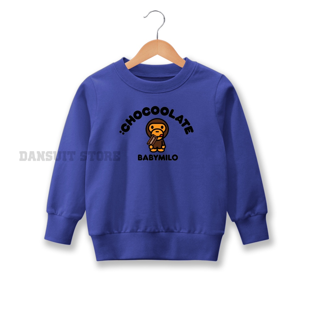 Sweater Anak Laki-laki/Perempuan Sweater Crewneck BABY MILO Anak Usia 4-13 Tahun