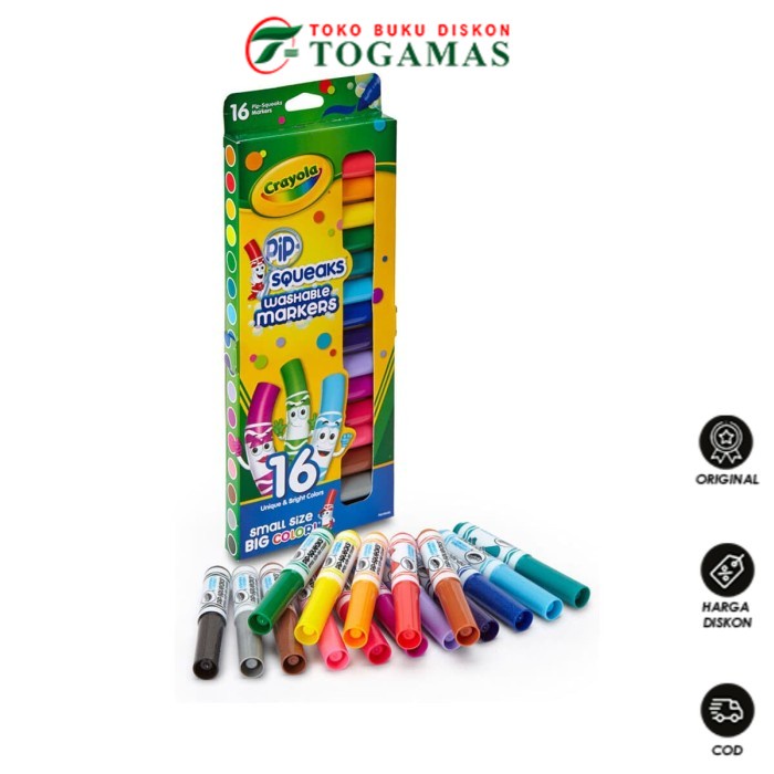 

READY STOCK !! MAINAN 16 PIP-SQUEAKS WASHABLE MARKERS 588703 CRAYOLA
