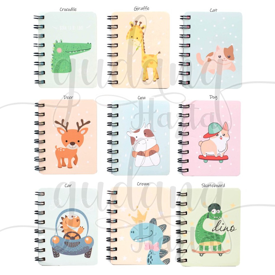 Notebook Mini Hewan Lucu Buku Catatan Agenda Diary Animals Crocodile Giraffe Deer Car GH 308037